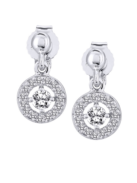 

Peora Silver-Toned Studded Rhodium-Plated Sterling Silver Drop Earrings