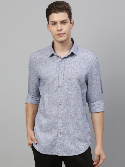 

RARE RABBIT Men Blue Custom Slim Fit Cotton Casual Shirt