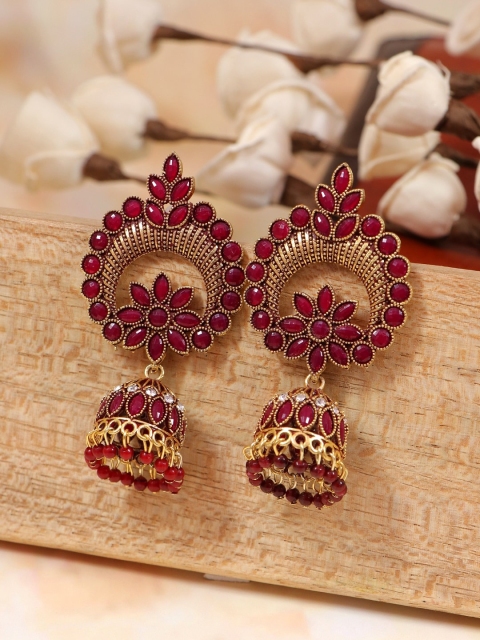 

Crunchy Fashion Maroon Contemporary Jhumkas Earrings