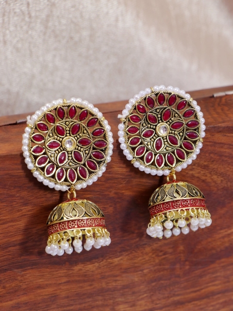 

Crunchy Fashion Maroon Contemporary Jhumkas Earrings