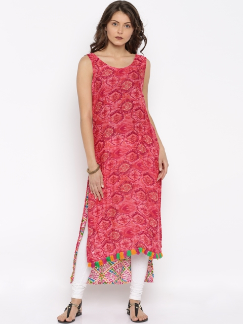 

Jashn Women Pink Printed A-Line Kurta