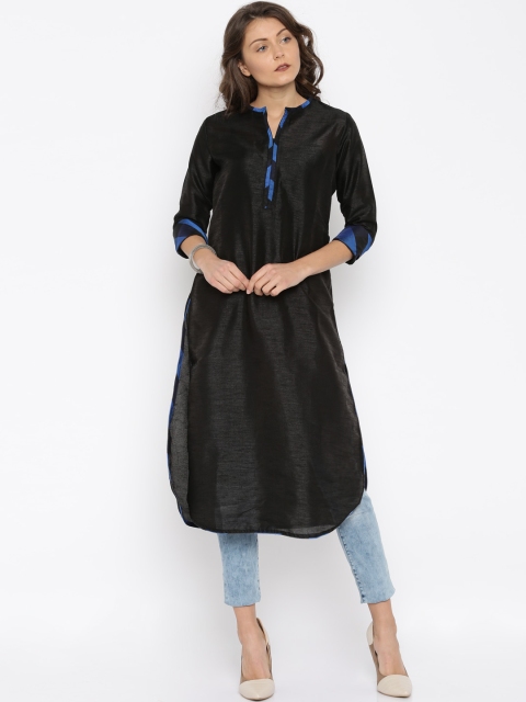 

Jashn Men Black Dupion Silk Kurta