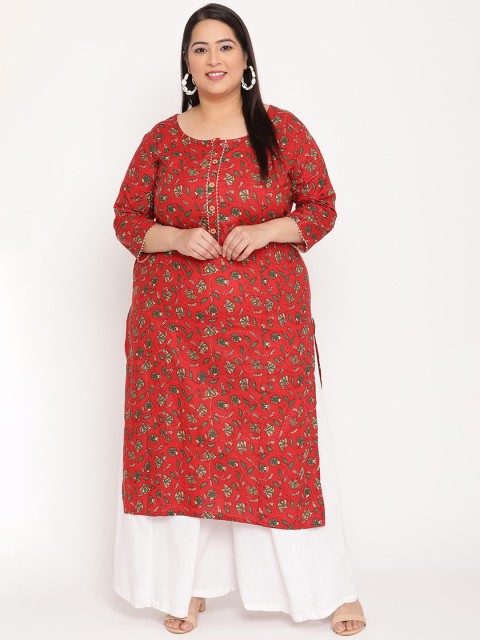 

Sringam Women Red Floral Printed Kurta