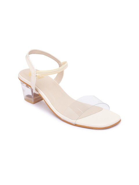 

CERIZ Beige & Transparent Block Heels
