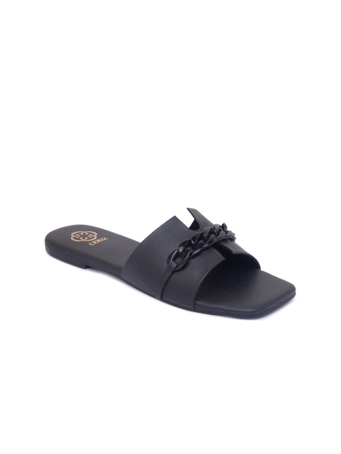 

CERIZ Women Black Open Toe Flats