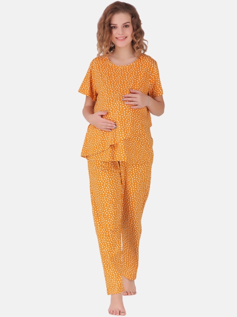 

Masha Women Mustard Printed Maternity Night Suit