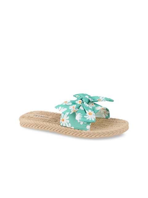 

Try Me Women Green Embellished Open Toe Flats with Bows