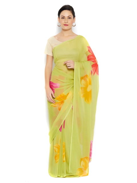 

Ishin Green Floral Print Saree