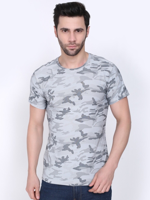

Camey Men Grey Camouflage Printed T-shirt