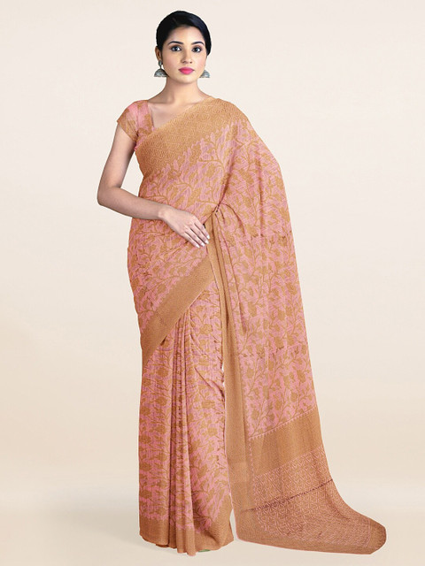 

Pothys Pink & Beige Ethnic Motifs Zari Pure Cotton Saree