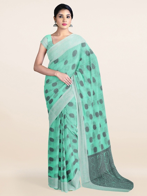 

Pothys Green & Black Ethnic Motifs Zari Pure Cotton Saree