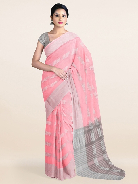 

Pothys Pink & Grey Woven Design Zari Saree