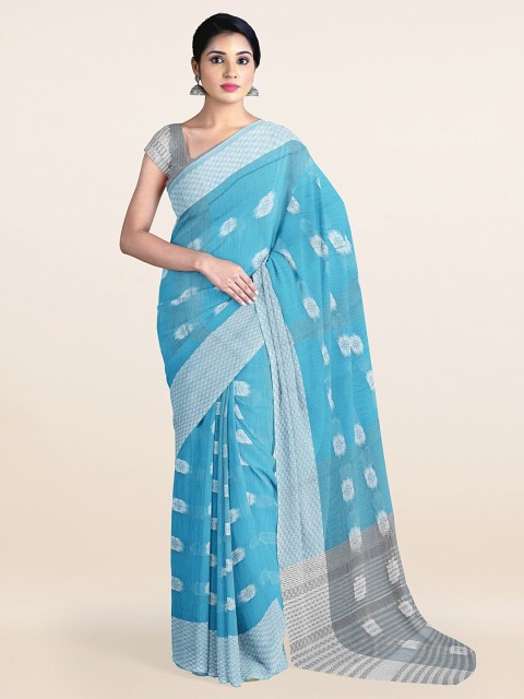 

Pothys Blue & Grey Ethnic Motifs Woven Design Zari Saree