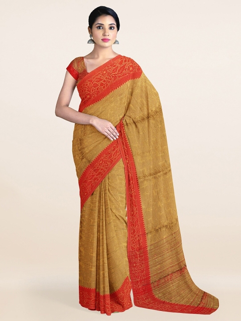 

Pothys Brown & Red Ethnic Motifs Zari Saree