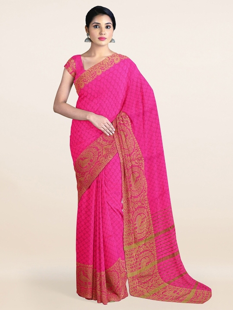 

Pothys Pink & Gold-Toned Ethnic Motifs Saree