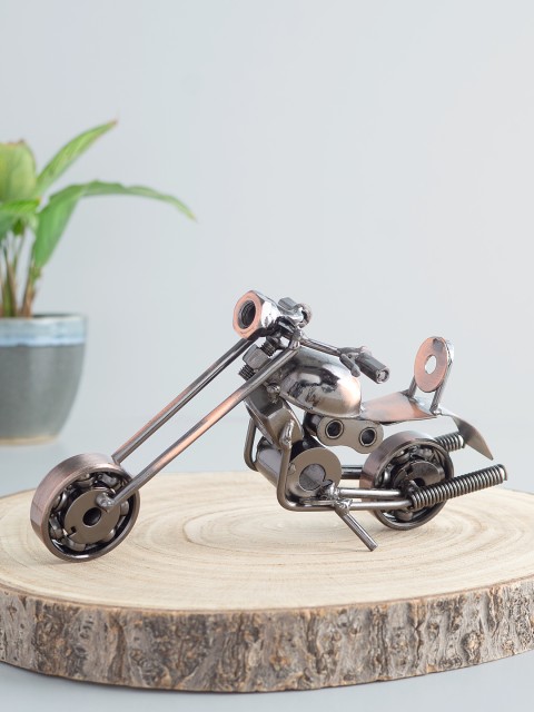 

Golden Peacock Black & Copper-Toned Antique Metal Motor Bike Showpiece