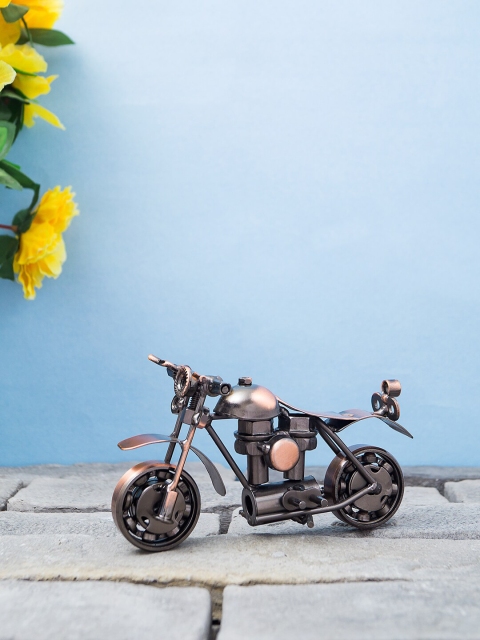 

Golden Peacock Copper-Toned Black Showpieces Metal Motor Bike Showpiece
