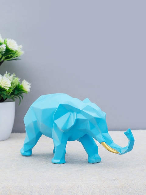 

Golden Peacock Blue Handcrafted Elephant Showpiece