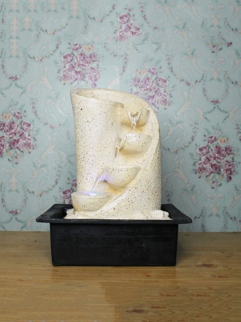 

Wonderland Beige Polyresin Indoor Table Top Fountain Showpiece With Motor