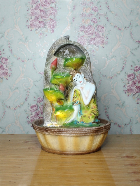

Wonderland Yellow & White Indoor Table Top Buddha Fountain