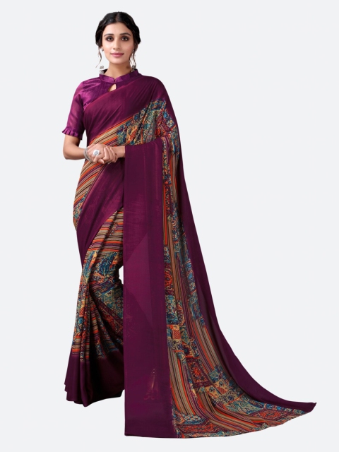 

KALINI Purple & Blue Ethnic Motifs Printed Saree