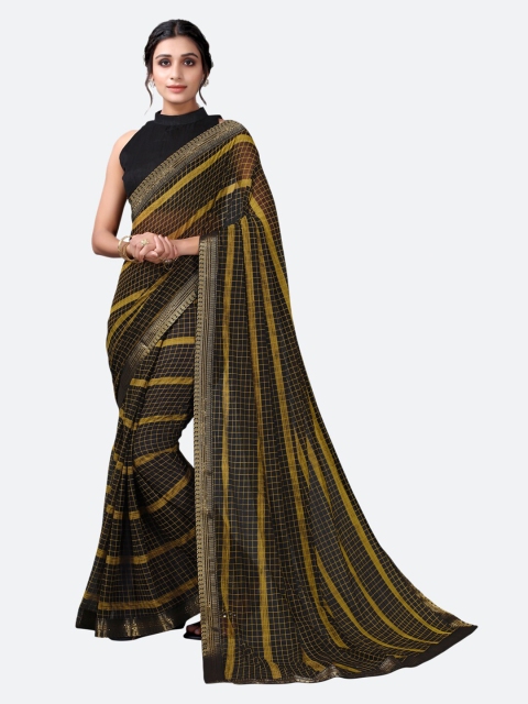 

KALINI Black Checked Saree