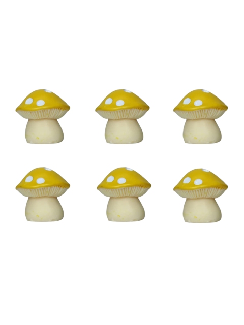 

Wonderland Set of 6 Yellow & White Mushroom Miniature Toys Garden Accessories