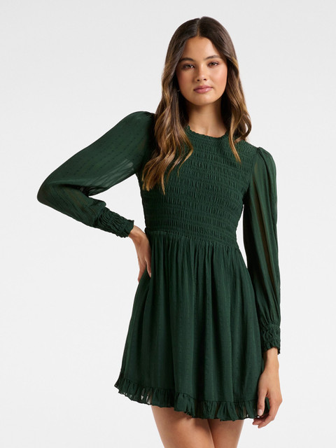 

Forever New Green Smocked Mini Dress