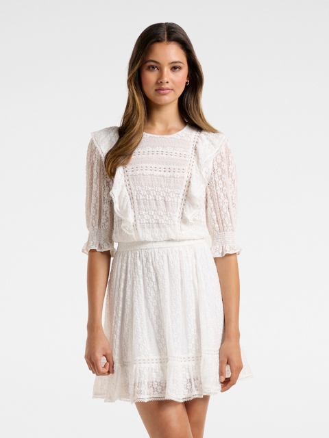 

Forever New Women White Self Design Lace Mini Dress