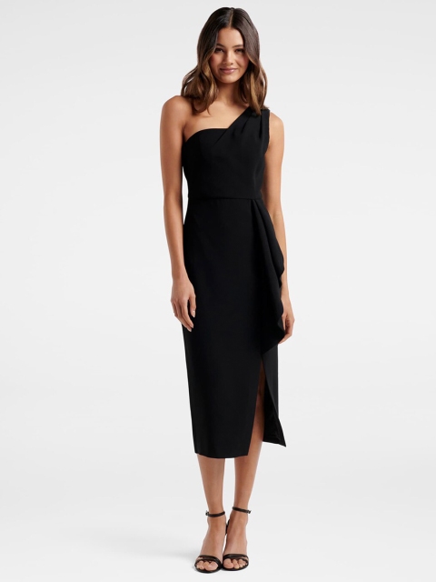 

Forever New Women Black One Shoulder Bodycon Midi Dress