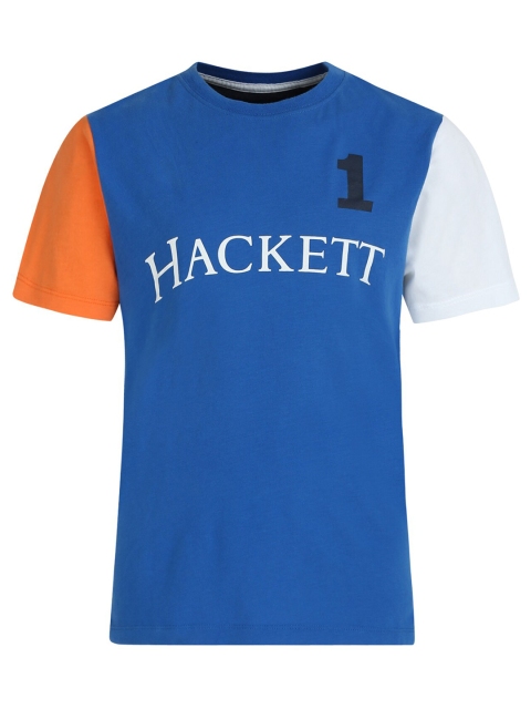 

HACKETT LONDON Boys Blue Colourblocked Cotton T-shirt