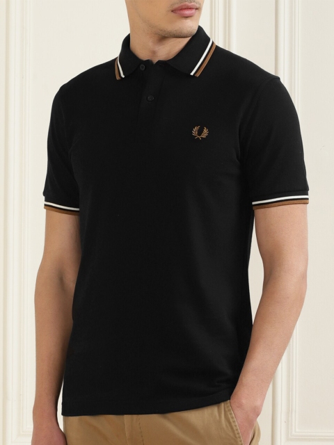 

Fred Perry Men Black Polo Collar Pure Cotton T-shirt