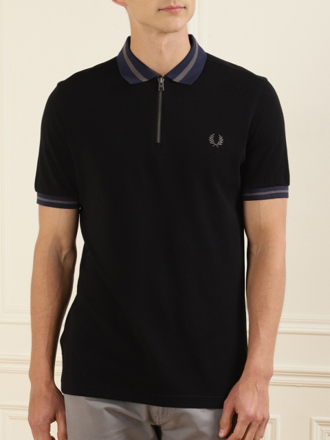 

Fred Perry Men Black Polo Collar Pure Cotton T-shirt