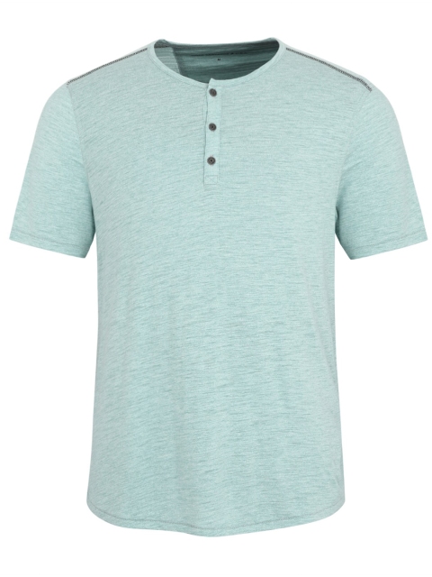

JOHN VARVATOS Men Green Henley Neck Pure Cotton T-shirt