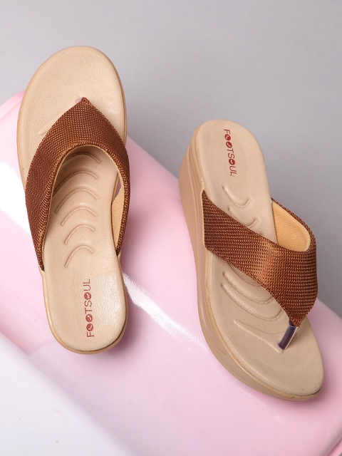 

FOOTSOUL Women Brown Open Toe Flats