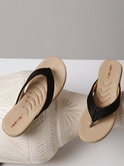 

FOOTSOUL Women Black Open Toe Flats