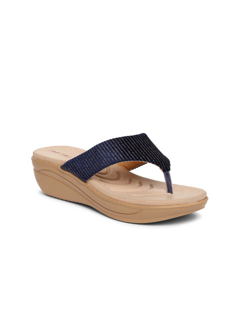 

FOOTSOUL Women Navy Blue Open Toe Flats