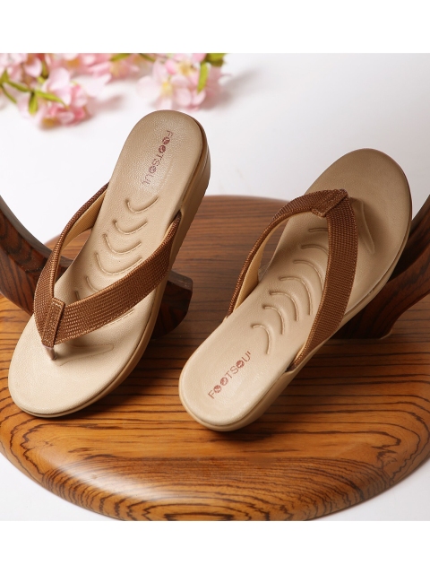 

FOOTSOUL Women Brown Woven Design Open Toe Flats