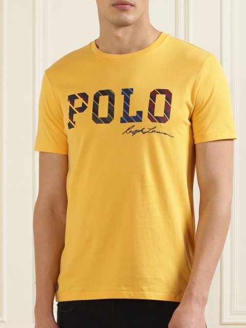 

Polo Ralph Lauren Men Yellow Brand Logo Printed T-shirt