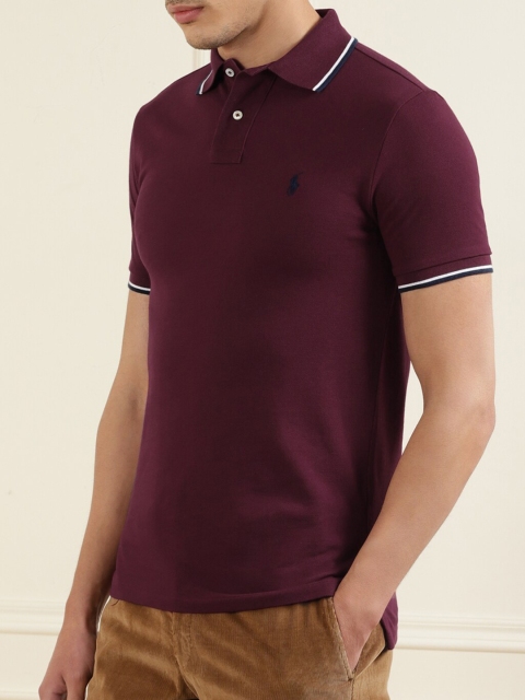 

Polo Ralph Lauren Men Maroon Polo Collar Cotton T-shirt