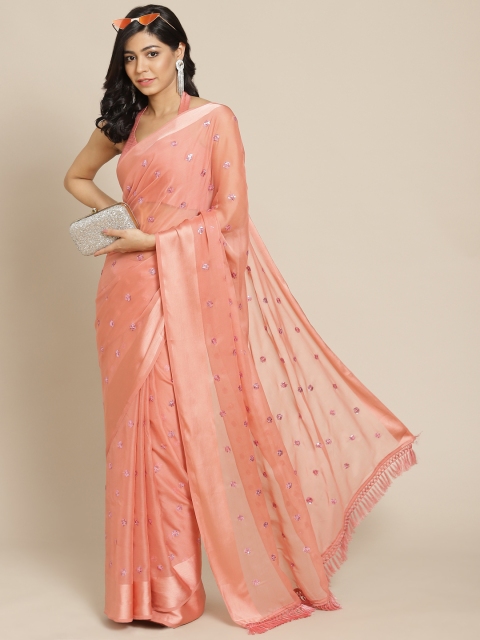 

Tikhi Imli Pink Embellished Sequinned Satin Saree