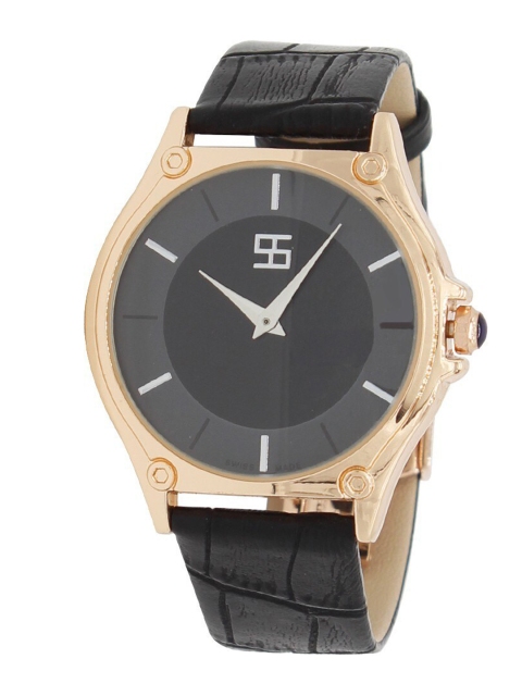 

Sylvi Men Black Dial & Leather Textured Straps Digital Watch CTZN-Rosegold