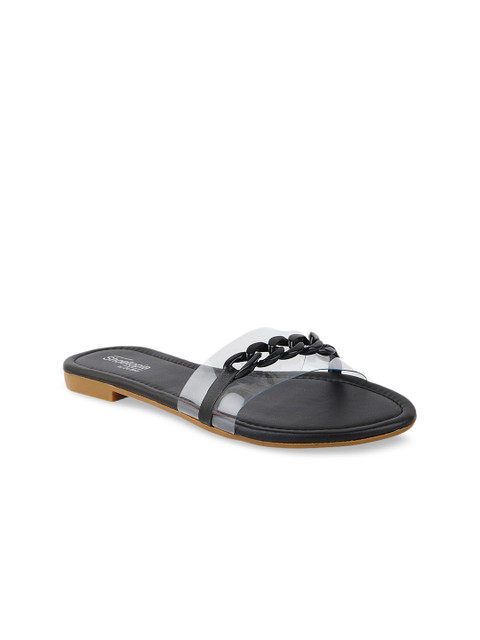 

Shoetopia Women Black Embellished Open Toe Flats