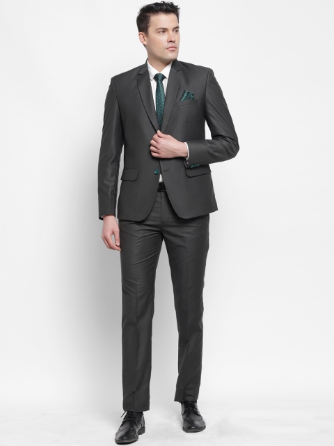

LUXURAZI Men Green Solid Slim-Fit Single-Breasted Two-Piece Formal Suit