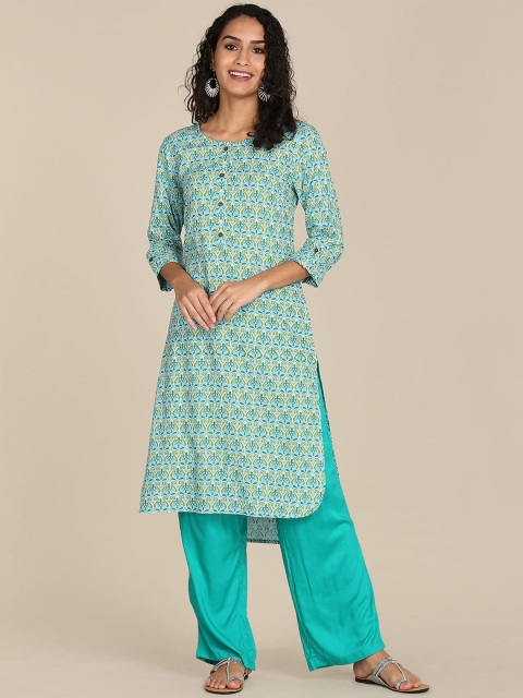 

Karigari Women Blue Printed Kurta