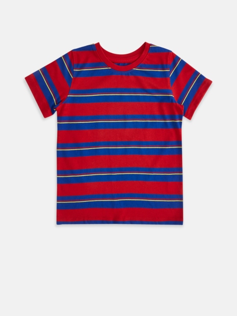 

Pantaloons Junior Boys Red Striped Pure Cotton Pockets T-shirt