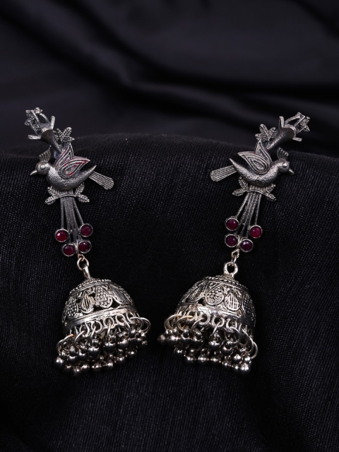 

DIVA WALK Silver-Toned Contemporary Jhumkas Earrings