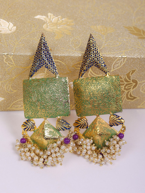 

DIVA WALK Gold-Toned Contemporary Jhumkas Earrings