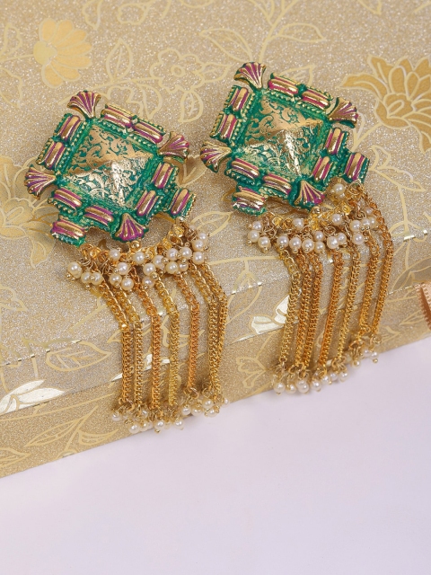 

DIVA WALK Gold-Toned Contemporary Jhumkas Earrings