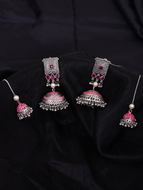 

DIVA WALK Silver-Toned Contemporary Jhumkas Earrings